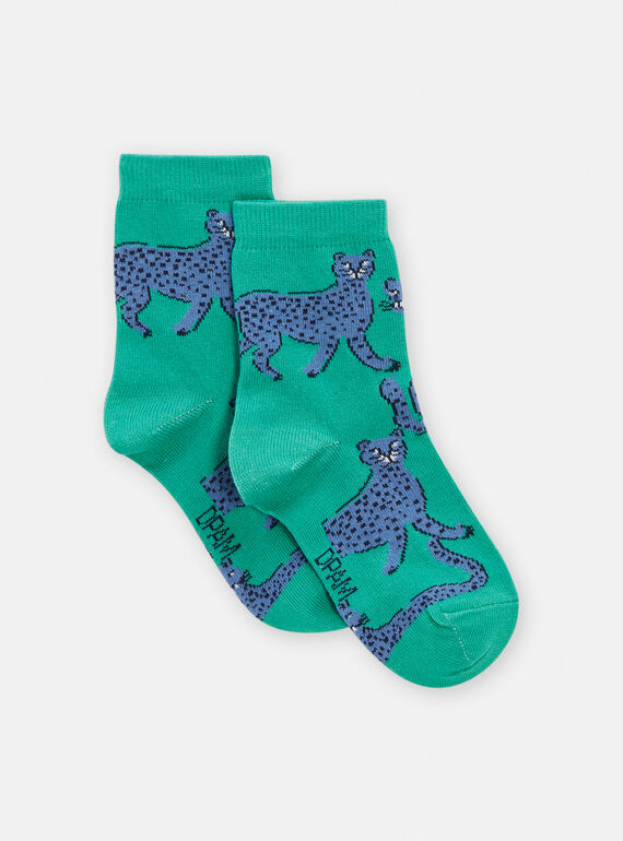 Grüne Socken mit Leopardenmuster für Jungen TYOJOCHO7 / 24SI0288SOQG603