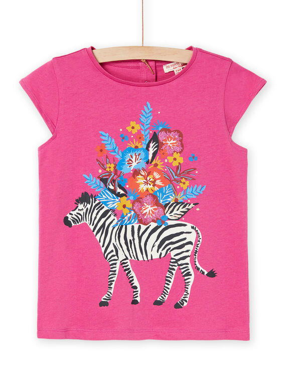 Grenadinefarbenes T-Shirt mit Zebra- und Blumenmuster RAJUNTI3 / 23S901U1TMCF507