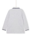 Grau meliertes Poloshirt mit gesticktem Wolfskopfmotiv POJOPOL3 / 22W902D1POLJ922