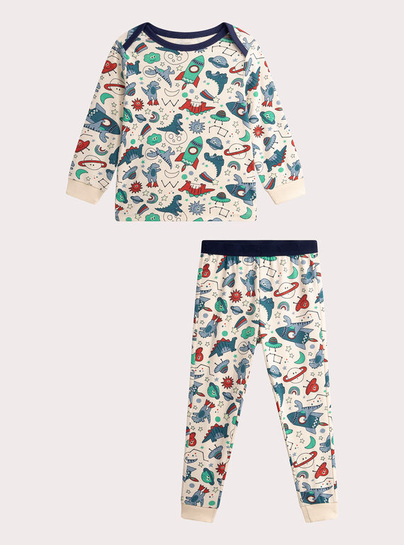 Phosphoreszierender Kinder-Pyjama in Naturweiß für Jungen WEGOPYJSPA / 25SH1293PYJA016