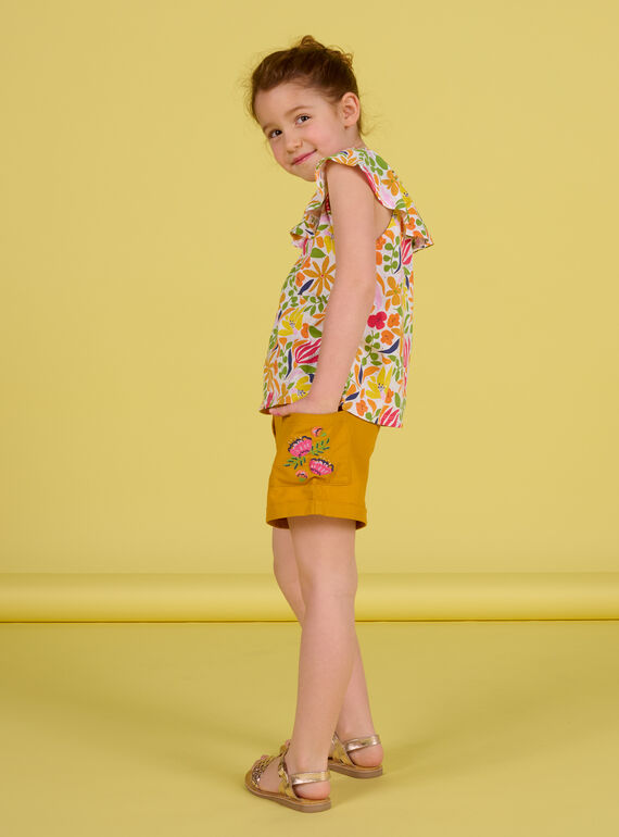 Safranfarbene Shorts für Kinder Mädchen NAHOSHORT1 / 22S901T2SHO109