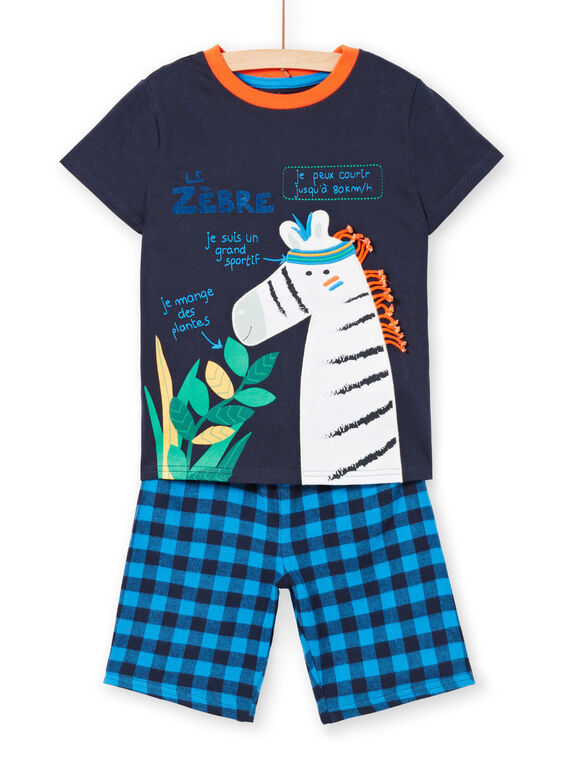 Pyjama-T-shirt und Shorts marineblau und weiß Jungen Pyjamas LEGOPYCZEB / 21SH125HPYJ705