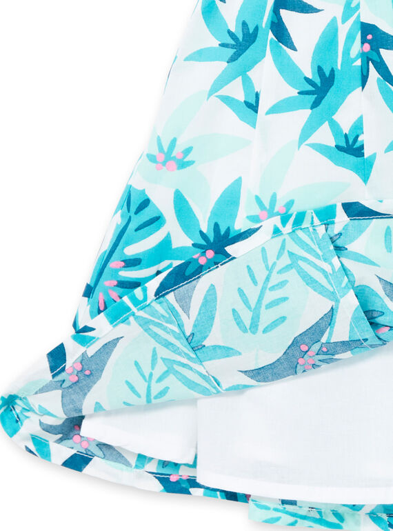 Baby Mädchen Weiß und Blau Foliage Print Kleid LAVEROB3 / 21S901Q1ROB001