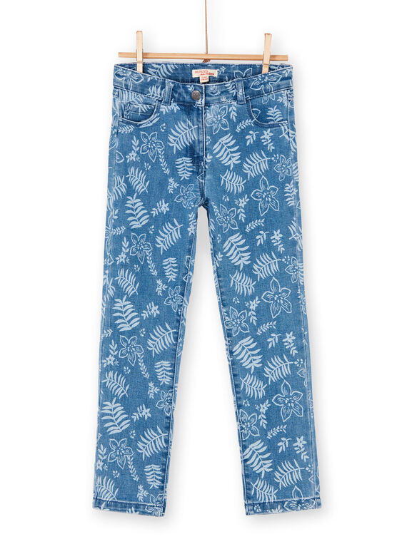 Blaue Jeans mit Blumendruck LANAUJEAN / 21S901P1JEAP274