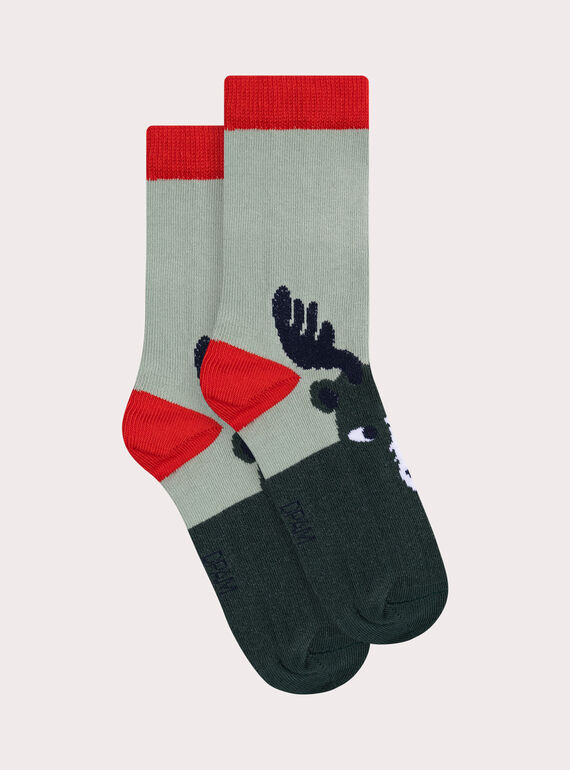 Socken mit Hirschmotiv, Jungen XYOJOCHO5 / 25WI02E2SOQ614
