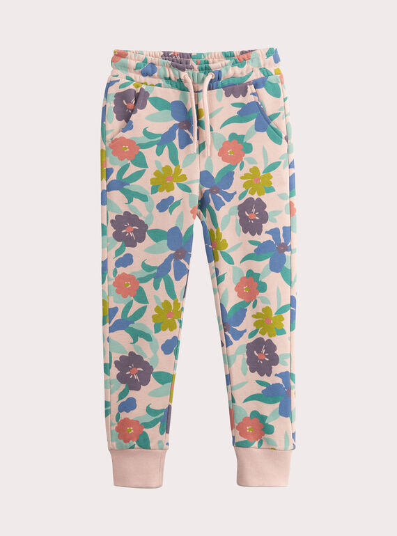 Rosa Jogginghose mit Blumenprint für Mädchen VAJOBAJOG1 / 24W901G3JGBD329