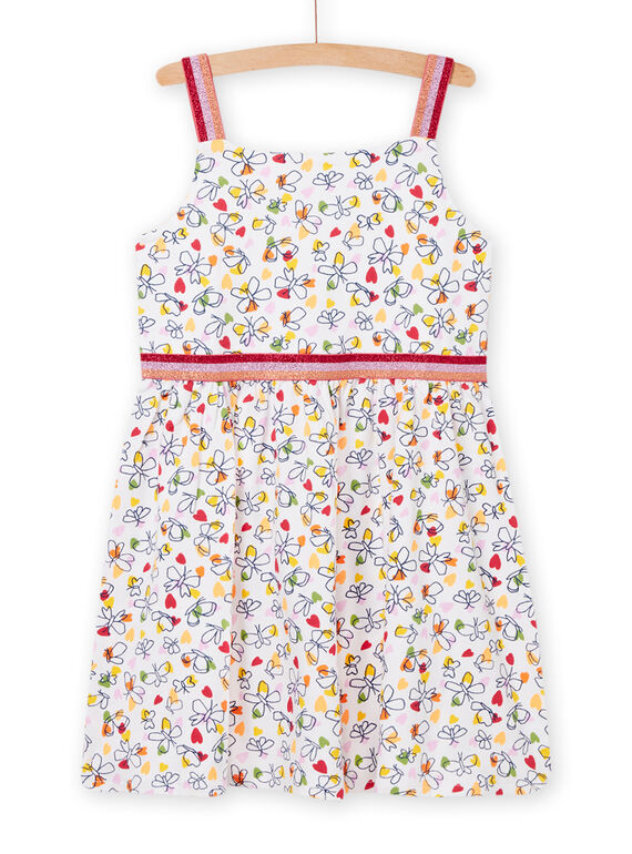 Weißes Kleid mit Schmetterlingen und Herzen für Kind Mädchen NAHOROB4 / 22S901T1ROB000