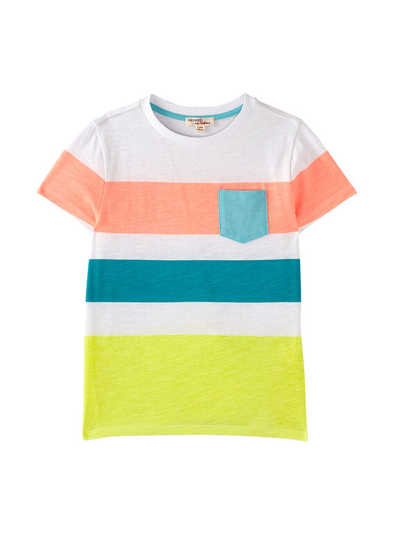Weißes T-Shirt für Jungen mit aufgedruckten Streifen JOQUATI2 / 20S902R5TMC000
