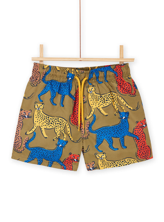 Militärgrüne Badeshorts mit Leopardenmuster RYOMERBOXLEO / 23SI02R3MAIG631