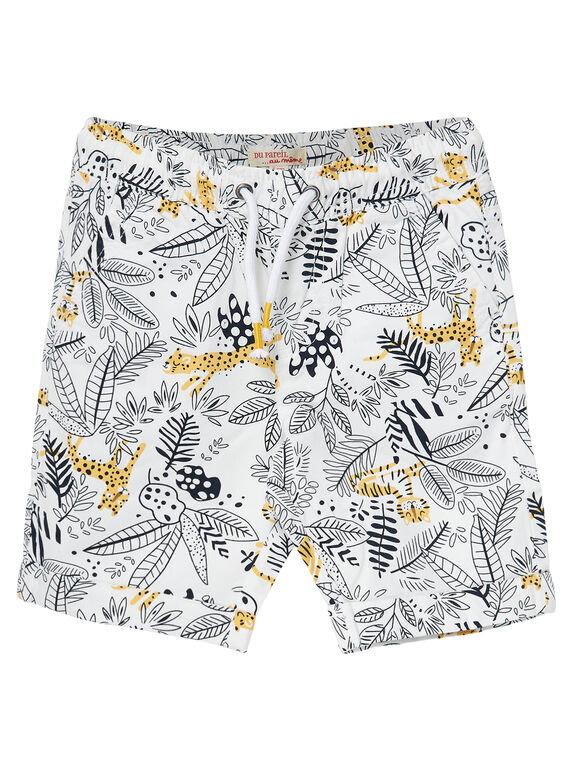 Naturweiße elastische Bermudas mit Dschungelaufdruck JOTROBER3 / 20S902F3BERI811
