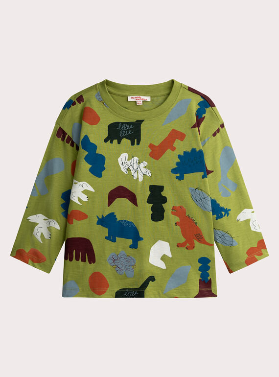 Apfelgrünes Dinosaurier-Print-T-Shirt für Jungen  VOKLITEE3 / 24W90244TML617