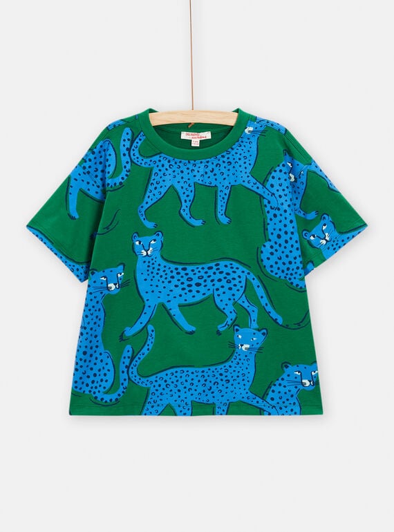 Blaues T-Shirt mit Geparden-Druck für Jungen TOJOTIAOP1 / 24S902B4TMCG623
