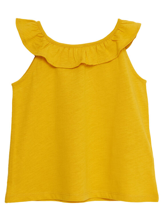 Gelbes Tanktop mit Rüschenausschnitt und Pünktchen-Aufdruck JAJODEB4 / 20S901T4D27B104
