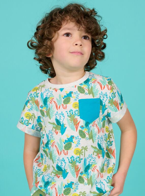 Kind Junge graues T-Shirt mit Phantasieaufdruck NOHOTI2 / 22S902T2TMCJ920