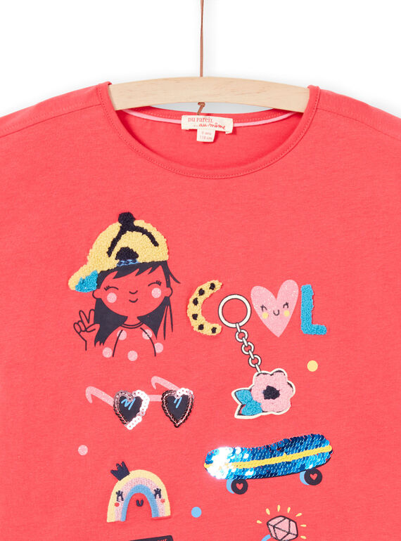 Rotes Kurzarm-T-Shirt für Mädchen LAHATI1 / 21S901X1TMCF506