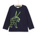 Marineblaues langärmeliges T-Shirt mit Dinosaurier-Muster