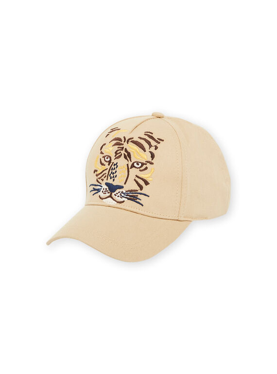 Dunkelbeige Mütze mit gesticktem Tigerkopfmuster RYOJOCHA5 / 23SI02C4CHAA014