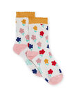 Socken ecru mit Blumendruck Kind Mädchen NYALUCHO / 22SI01P1SOQ001