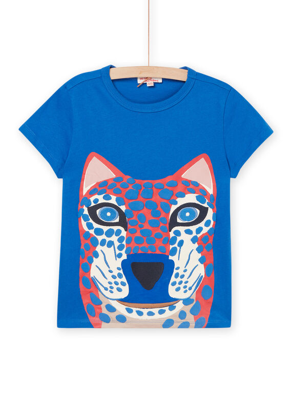 Blaues T-Shirt mit Leopardenkopf-Motiv RONAUTI2 / 23S902N2TMCC238