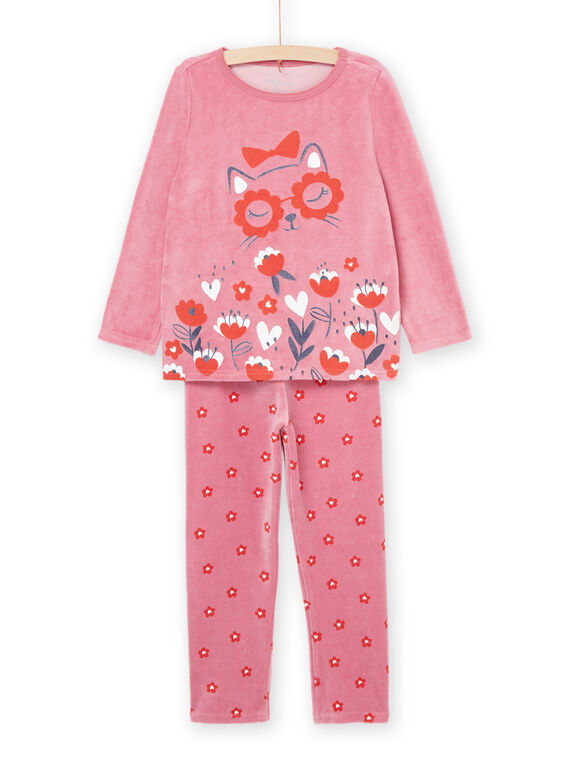 Pyjama-Set Pullover und Hose mit Blumen- und Katzenmotiv PEFAPYJGLA / 22WH1124PYJD318