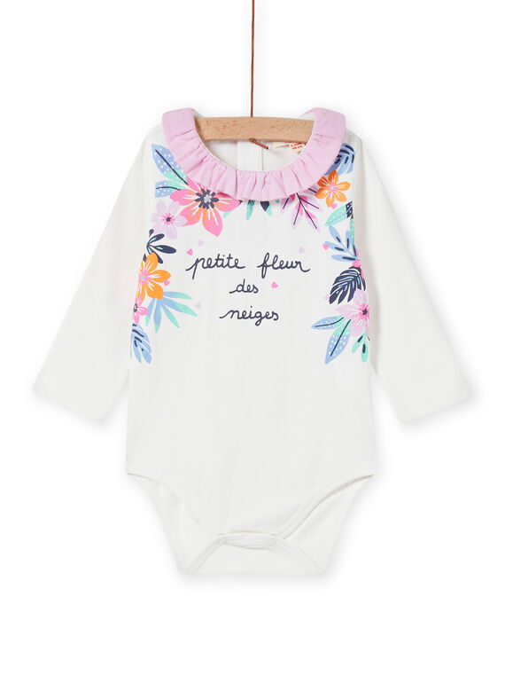 Baby-Mädchen-Bodys mit Rüschenkragen und Blumendruck MIPLABOD / 21WG09O1BOD001