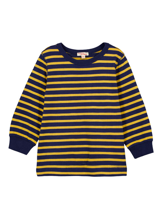 Gestreiftes Marine-T-Shirt mit langen Ärmeln in Ocker GOJOTIRIB5 / 19W90243D32B116
