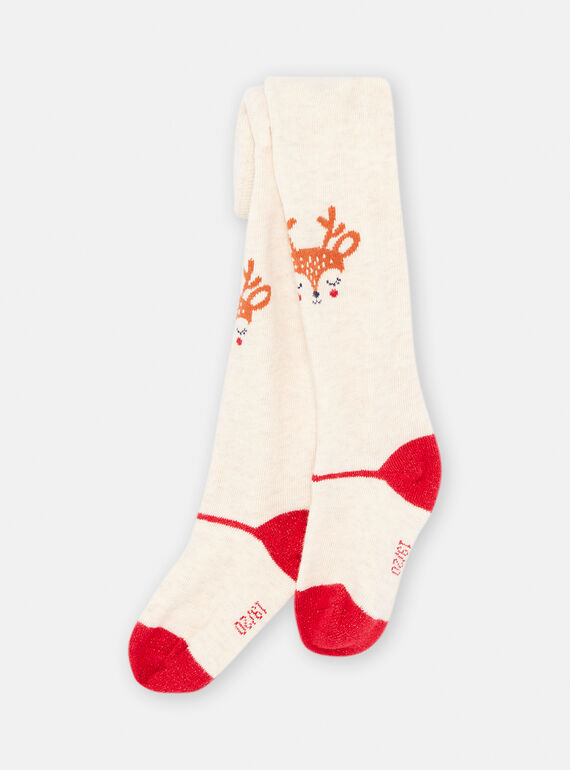 Weihnachtsstrumpfhose beige meliert hell für Baby-Mädchen SYIWAYCOL / 23WI09S1COLA011