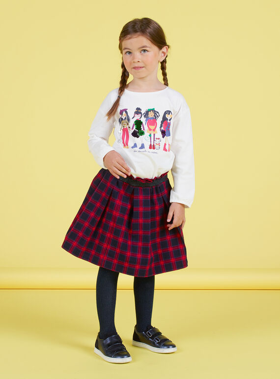 Blauer und roter ausgestellter Rock für Mädchen mit Tartan-Print MAMIXJUP1 / 21W901J2JUPC205