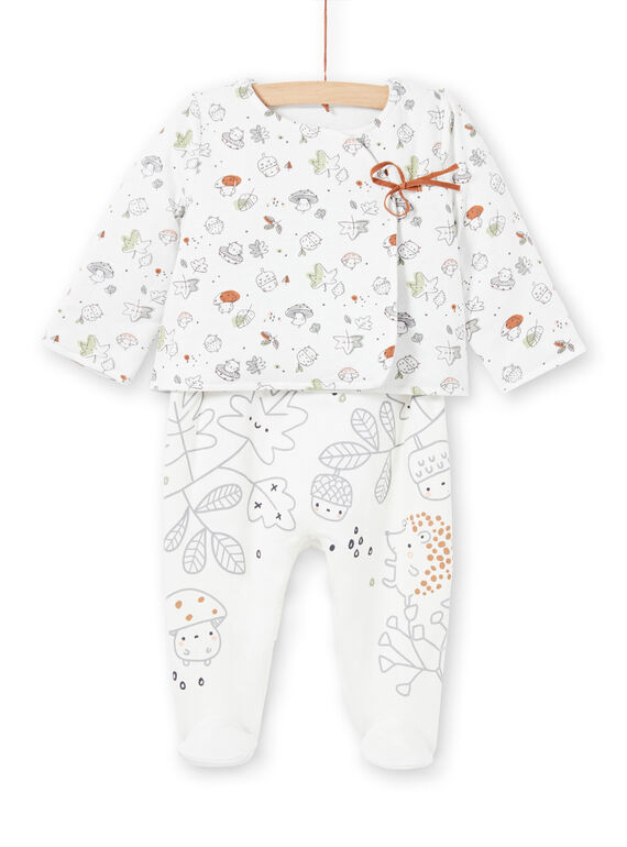 Gemischte Geburt Jacke und Strampler ecru und grau Phantasie drucken MOU1ENS1 / 21WF0542ENS001