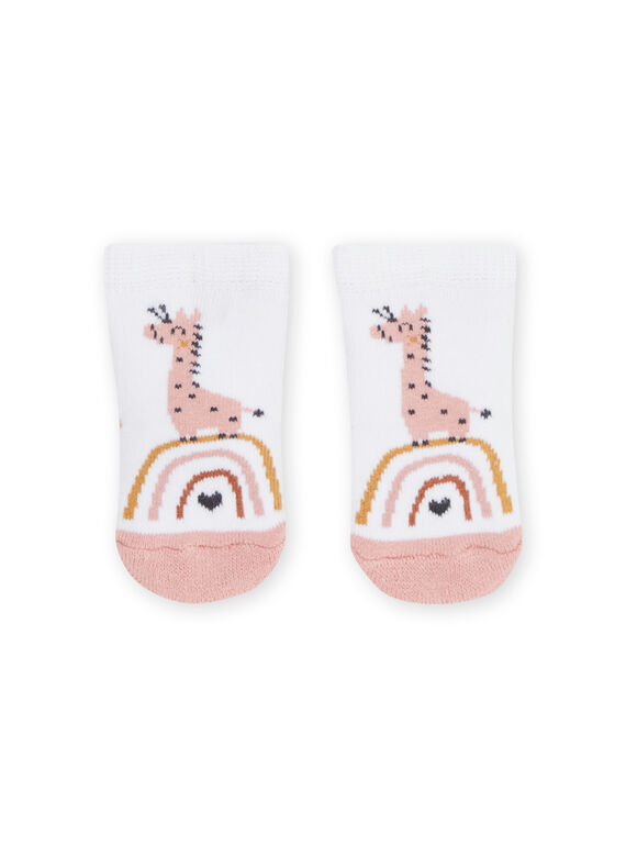Weiße und rosafarbene Socken mit Giraffen- und Regenbogenmuster ROU2CHO2 / 23SF40I1SOQ000