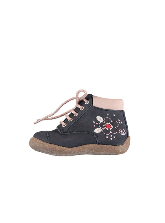 Marineblaue Stiefeletten aus Nubukleder Baby Mädchen GBFBOTIHERM / 19WK37I5D0F070