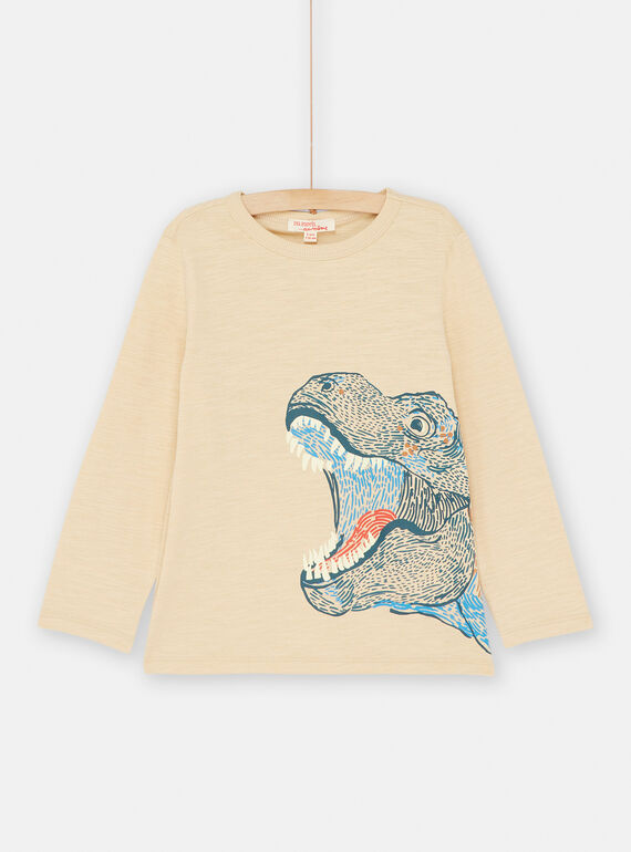 Sandfarbenes T-Shirt mit T-Rex-Kopf-Animation für Jungen SOVERTEE5 / 23W902J5TML808