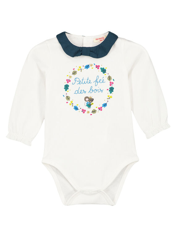 Naturweißer Body mit Kragen für Babys Mädchen  GITUBODY / 19WG09Q1BOD001