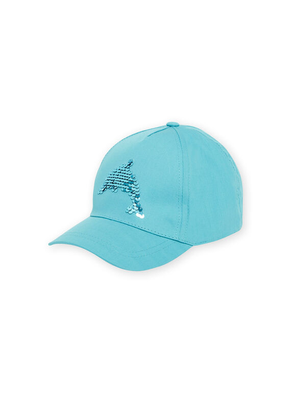 Blaue Mütze mit Pailletten Delfin-Animation Kind Mädchen NYACAP3 / 22SI01C2CHA204