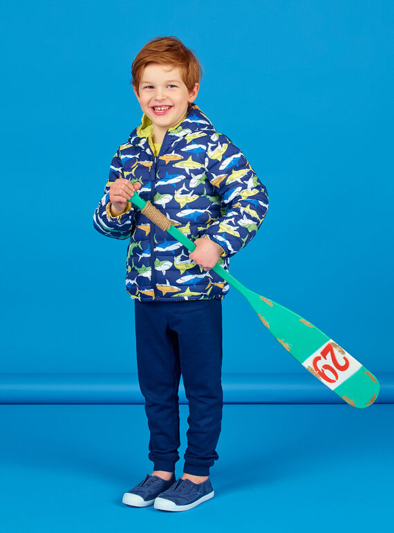 Wendbare gelbe und blaue Kapuzenjacke für Jungen und Mädchen LOGROBLOU2 / 21S902R4BLO070