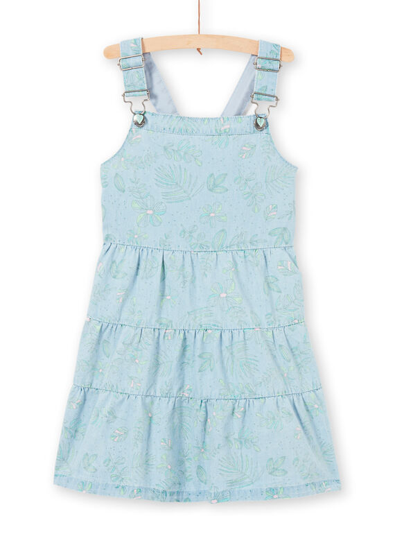 Baby Mädchen Hellblau Denim Latzhose mit Laub Druck LAVEROB4 / 21S901Q3ROBP272