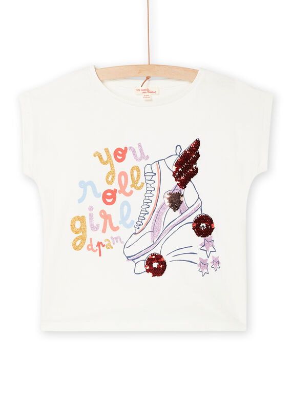 Weißes T-Shirt mit Rollerblade-Animation RAPURTEE1EX / 23S901L1TMC001