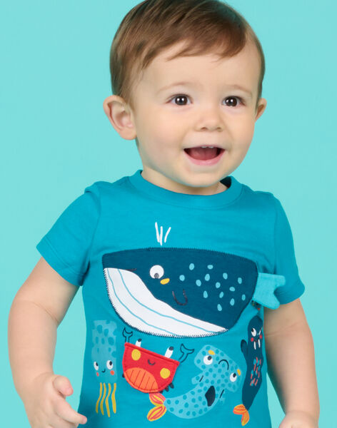 Baby Junge blaues Kurzarm-T-Shirt NUFICTI2 / 22SG10U1TMCC215