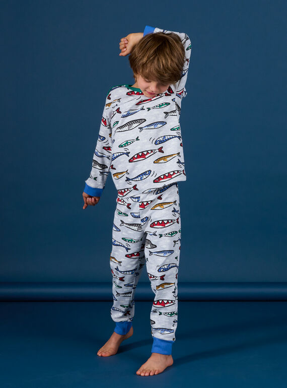 Pyjama-Set mit Sardinen-Druck phosphoreszierend PEGOPYJSAR / 22WH1223PYJJ922