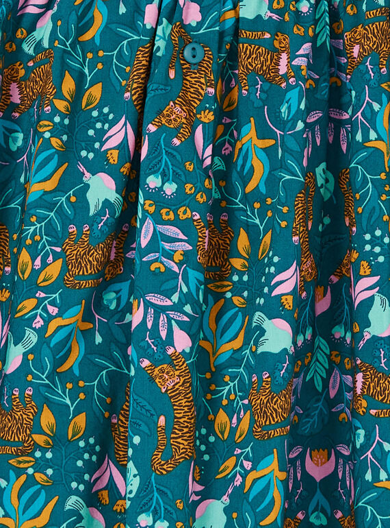 Ente blau und gelb Kleid mit Tiger und Blumendruck LAVEROB1 / 21S901Q2ROB714
