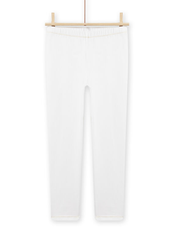 Weiße Leggings mit goldenen Paspeln Kind Mädchen NYAJOSLEG3 / 22SI0164CAL000