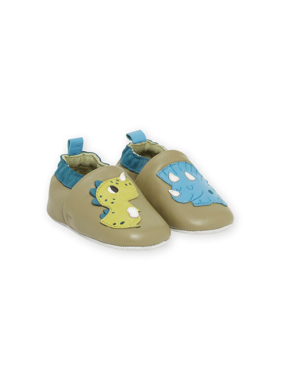 Baby Junge khaki Dinosaurier Hausschuhe NUCHOSDINOS / 22KK3824D3S604