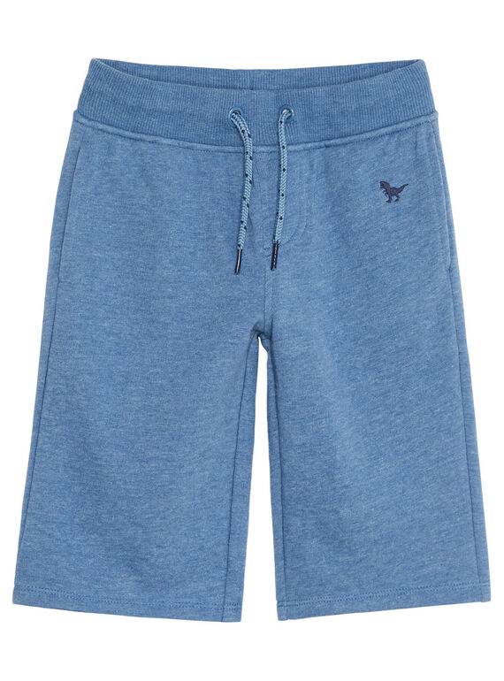 Chinablaue Basic-Bermudas aus Molton für Jungen JOJOBER5EX / 20S90256D25C206
