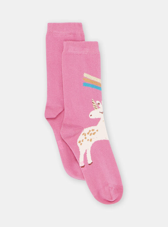 Rosa Socken mit Einhorn-Print, Mädchen SYAVERCHO / 23WI01B2SOQ030