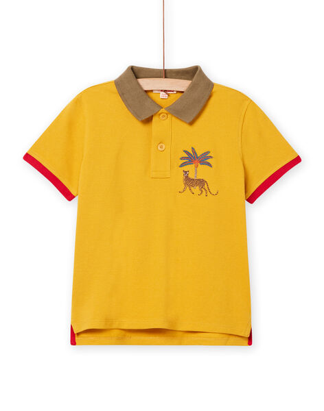 Gelbes Poloshirt mit Leoparden- und Palmenstickerei Kind Junge NOFLAPOL / 22S902R1POLB114