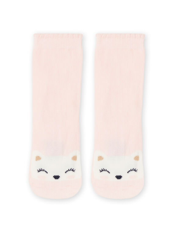 Zartrosa Baby-Socken mit Katzenmuster RYIJOSOQ7 / 23SI0971SOQ301