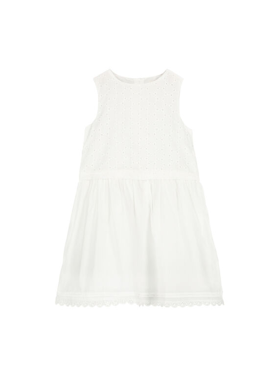 Weißes Baumwollkleid für Mädchen FAROROB3 / 19S901S3ROB001