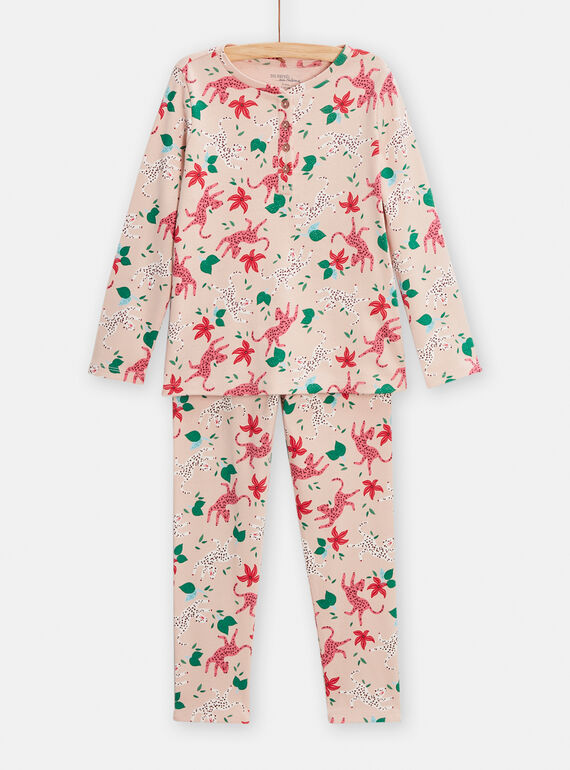Rosa Pyjama mit Panther-Print für Mädchen TEFAPYJPAN / 24SH1141PYJD329