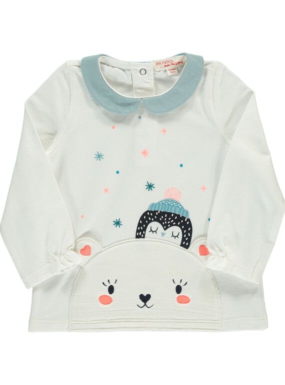 Baby girls' T-shirt with a Peter Pan collar DIGIBRA / 18WG09N1BRA001
