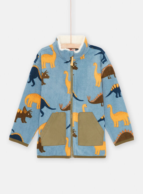 Azurblaue Fleece-Weste mit Dinosaurier-Druck für Jungen SOJOGITEK2 / 23W902M1GILC201
